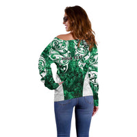 Queensland Maori Kiwi Personalised Off Shoulder Sweater Kikirangi Papua Shell Maori Tribal Tattoo LT9 - Polynesian Pride