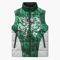 Queensland Maori Kiwi Personalised Sleeveless Puffer Jacket Kikirangi Papua Shell Maori Tribal Tattoo LT9 Unisex Green - Polynesian Pride