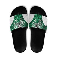 Queensland Maori Kiwi Personalised Slide Sandals Kikirangi Papua Shell Maori Tribal Tattoo LT9 Green - Polynesian Pride