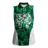Queensland Maori Kiwi Personalised Women Sleeveless Polo Shirt Kikirangi Papua Shell Maori Tribal Tattoo LT9 Female Green - Polynesian Pride