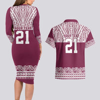 Queensland Maori Nga Hau E Wha Custom Couples Matching Long Sleeve Bodycon Dress and Hawaiian Shirt Polynesian Maori Tribal Pattern LT9 - Polynesian Pride