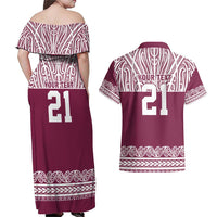 Queensland Maori Nga Hau E Wha Custom Couples Matching Off Shoulder Maxi Dress and Hawaiian Shirt Polynesian Maori Tribal Pattern LT9 - Polynesian Pride