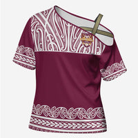 Queensland Maori Nga Hau E Wha Custom Cross Shoulder Shirt Polynesian Maori Tribal Pattern - Polynesian Pride