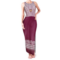 Queensland Maori Nga Hau E Wha Custom Family Matching Tank Maxi Dress and Hawaiian Shirt Polynesian Maori Tribal Pattern LT9 Mom's Dress Maroon - Polynesian Pride