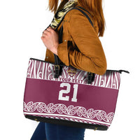 Queensland Maori Nga Hau E Wha Custom Leather Tote Bag Polynesian Maori Tribal Pattern