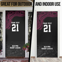 Queensland Papua New Guinea Custom Door Cover All Black Pacific PNG Tribal Style LT9 - Polynesian Pride