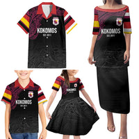 Queensland Papua New Guinea Custom Family Matching Puletasi and Hawaiian Shirt All Black Pacific PNG Tribal Style LT9 - Polynesian Pride