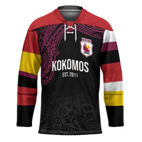 Queensland Papua New Guinea Custom Hockey Jersey All Black Pacific PNG Tribal Style LT9 Unisex Black - Polynesian Pride