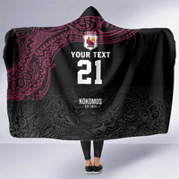 Queensland Papua New Guinea Custom Hooded Blanket All Black Pacific PNG Tribal Style LT9 One Size Black - Polynesian Pride