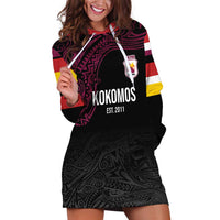 Queensland Papua New Guinea Custom Hoodie Dress All Black Pacific PNG Tribal Style LT9 Black - Polynesian Pride