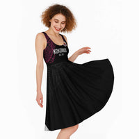 Queensland Papua New Guinea Custom Midi Dress All Black Pacific PNG Tribal Style LT9 - Polynesian Pride