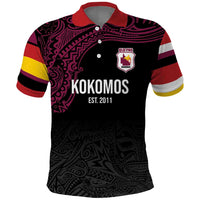 Queensland Papua New Guinea Custom Polo Shirt All Black Pacific PNG Tribal Style LT9 Black - Polynesian Pride