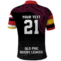 Queensland Papua New Guinea Custom Polo Shirt All Black Pacific PNG Tribal Style LT9 - Polynesian Pride