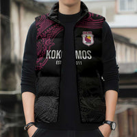 Queensland Papua New Guinea Custom Sleeveless Puffer Jacket All Black Pacific PNG Tribal Style - Polynesian Pride