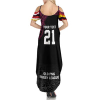 Queensland Papua New Guinea Custom Summer Maxi Dress All Black Pacific PNG Tribal Style LT9 - Polynesian Pride