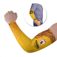 Queensland Papua New Guinea Custom Arm Sleeves All Gold Pacific PNG Tribal Style LT9 Set of 2 Gold - Polynesian Pride