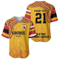Queensland Papua New Guinea Custom Baseball Jersey All Gold Pacific PNG Tribal Style LT9 - Polynesian Pride