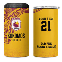 Queensland Papua New Guinea Custom 4 in 1 Can Cooler Tumbler All Gold Pacific PNG Tribal Style LT9 One Size: 16 oz Gold - Polynesian Pride
