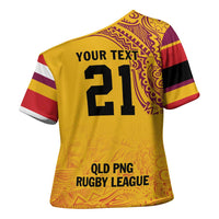 Queensland Papua New Guinea Custom Cross Shoulder Shirt All Gold Pacific PNG Tribal Style LT9 - Polynesian Pride