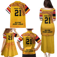 Queensland Papua New Guinea Custom Family Matching Puletasi and Hawaiian Shirt All Gold Pacific PNG Tribal Style LT9 - Polynesian Pride