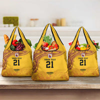 Queensland Papua New Guinea Custom Grocery Bag All Gold Pacific PNG Tribal Style LT9 3-pack One Size Gold - Polynesian Pride