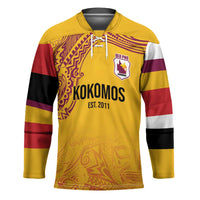 Queensland Papua New Guinea Custom Hockey Jersey All Gold Pacific PNG Tribal Style LT9 Unisex Gold - Polynesian Pride