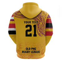 Queensland Papua New Guinea Custom Hoodie All Gold Pacific PNG Tribal Style LT9 - Polynesian Pride