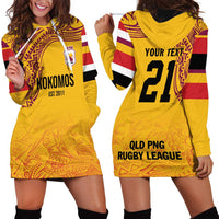 Queensland Papua New Guinea Custom Hoodie Dress All Gold Pacific PNG Tribal Style LT9 - Polynesian Pride