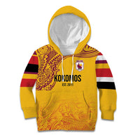 Queensland Papua New Guinea Custom Kid Hoodie All Gold Pacific PNG Tribal Style LT9 Hoodie Gold - Polynesian Pride