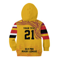 Queensland Papua New Guinea Custom Kid Hoodie All Gold Pacific PNG Tribal Style LT9 - Polynesian Pride