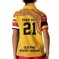 Queensland Papua New Guinea Custom Kid Polo Shirt All Gold Pacific PNG Tribal Style LT9 - Polynesian Pride