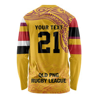 Queensland Papua New Guinea Custom Long Sleeve Shirt All Gold Pacific PNG Tribal Style LT9 - Polynesian Pride