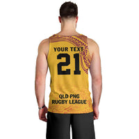 Queensland Papua New Guinea Custom Men Tank Top All Gold Pacific PNG Tribal Style LT9 - Polynesian Pride