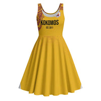 Queensland Papua New Guinea Custom Midi Dress All Gold Pacific PNG Tribal Style LT9 Gold - Polynesian Pride