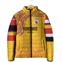 Queensland Papua New Guinea Custom Padded Jacket All Gold Pacific PNG Tribal Style - Polynesian Pride