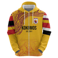Queensland Papua New Guinea Custom Zip Hoodie All Gold Pacific PNG Tribal Style LT9 - Polynesian Pride