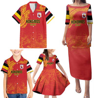Queensland Papua New Guinea Custom Family Matching Puletasi and Hawaiian Shirt All Red Pacific PNG Tribal Style LT9 - Polynesian Pride
