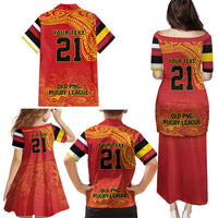 Queensland Papua New Guinea Custom Family Matching Puletasi and Hawaiian Shirt All Red Pacific PNG Tribal Style LT9 - Polynesian Pride