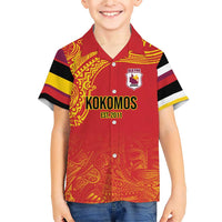 Queensland Papua New Guinea Custom Family Matching Short Sleeve Bodycon Dress and Hawaiian Shirt All Red Pacific PNG Tribal Style LT9 Son's Shirt Red - Polynesian Pride