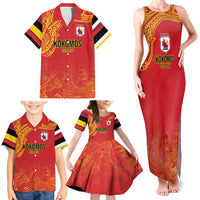 Queensland Papua New Guinea Custom Family Matching Tank Maxi Dress and Hawaiian Shirt All Red Pacific PNG Tribal Style LT9 - Polynesian Pride