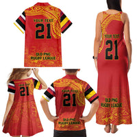 Queensland Papua New Guinea Custom Family Matching Tank Maxi Dress and Hawaiian Shirt All Red Pacific PNG Tribal Style LT9 - Polynesian Pride
