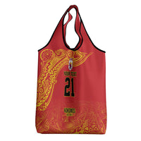 Queensland Papua New Guinea Custom Grocery Bag All Red Pacific PNG Tribal Style LT9 - Polynesian Pride