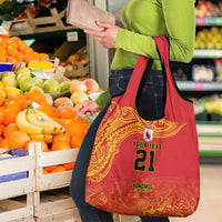 Queensland Papua New Guinea Custom Grocery Bag All Red Pacific PNG Tribal Style LT9 - Polynesian Pride