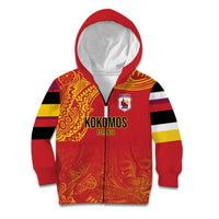 Queensland Papua New Guinea Custom Kid Hoodie All Red Pacific PNG Tribal Style LT9 Zip Hoodie Red - Polynesian Pride