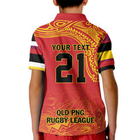 Queensland Papua New Guinea Custom Kid Polo Shirt All Red Pacific PNG Tribal Style LT9 - Polynesian Pride