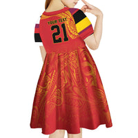 Queensland Papua New Guinea Custom Kid Short Sleeve Dress All Red Pacific PNG Tribal Style LT9 - Polynesian Pride