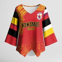Queensland Papua New Guinea Custom Kimono Sleeve Blouse All Red Pacific PNG Tribal Style LT9 Female Red - Polynesian Pride