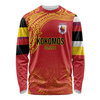 Queensland Papua New Guinea Custom Long Sleeve Shirt All Red Pacific PNG Tribal Style LT9 Unisex Red - Polynesian Pride