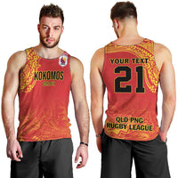 Queensland Papua New Guinea Custom Men Tank Top All Red Pacific PNG Tribal Style LT9 - Polynesian Pride