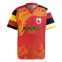 Queensland Papua New Guinea Custom Rugby Jersey All Red Pacific PNG Tribal Style LT9 Red - Polynesian Pride